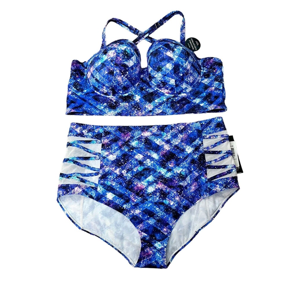 Torrid Space Geo Print Bikini Set Lattice Push Up